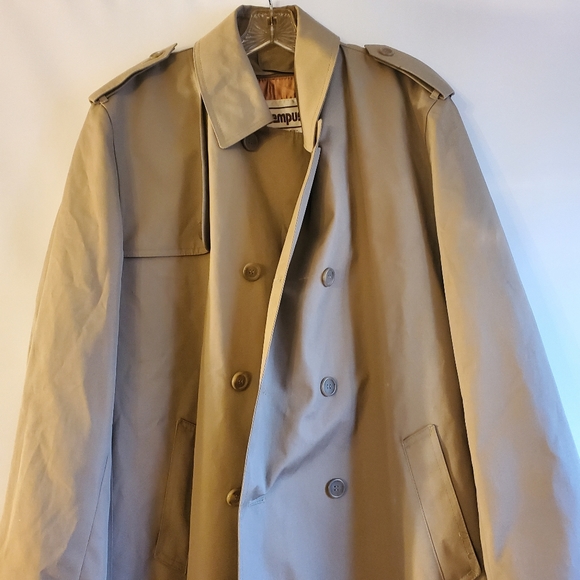 CAMPUS VINTAGE MEN'S DOUBLE BREASTED TRENCHCOAT TAN SIZE 46R - Picture 2 of 12